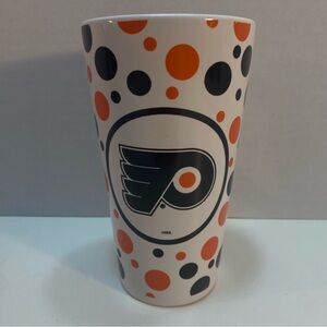 Philadelphia‎ Flyers NHL Coffee Tea Mug Cup Orange Black Polka Dots 16 oz Logo